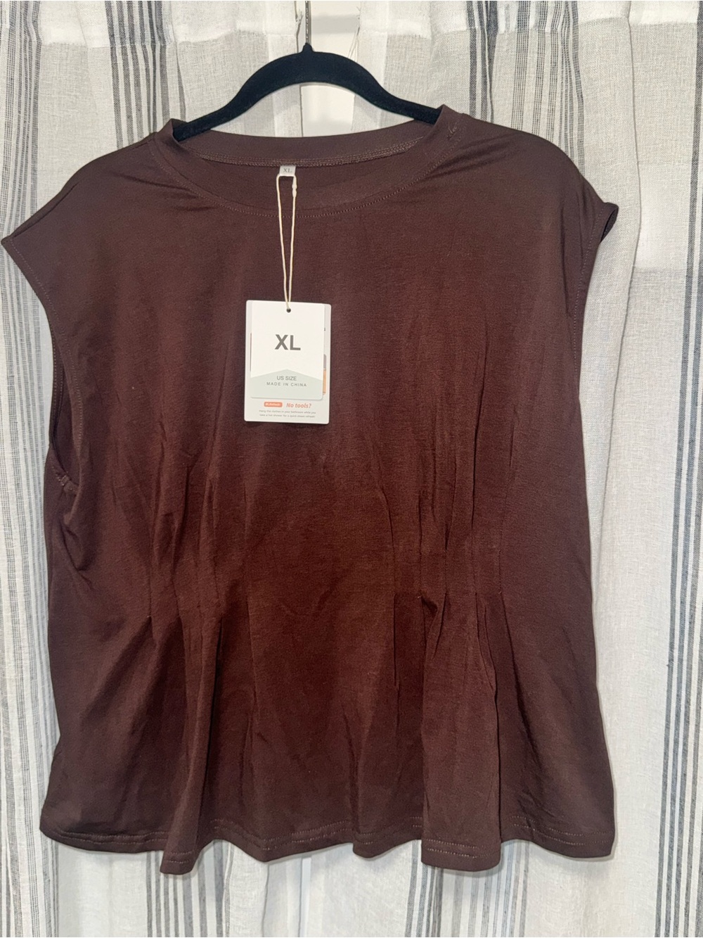 NWT Sleeveless Cotton Blend Tee in Dark Brown - XL